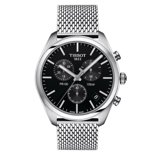 Tissot PR 100 Chronograph Quartz 41 Stainless Steel / Black / Milanese